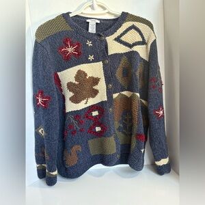 Vintage Northern Reflections Autumn Cardigan Sweater Cozy Cottagecore M